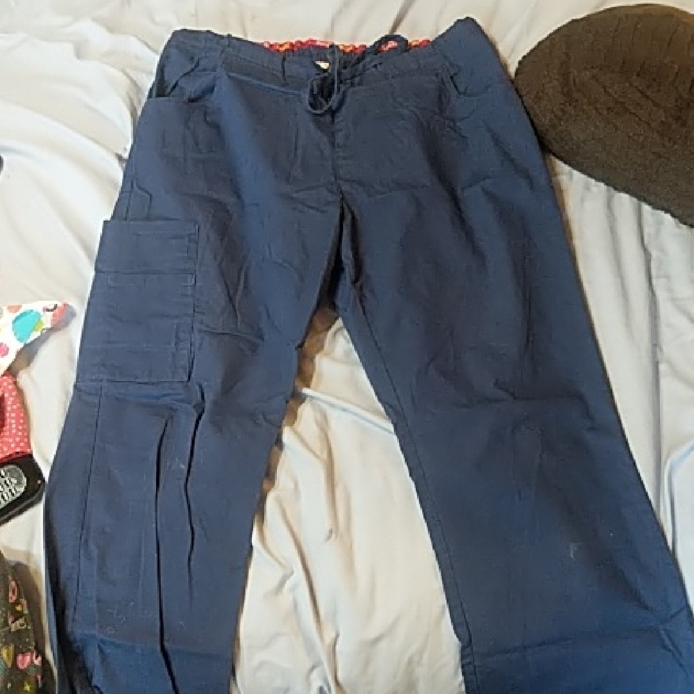 Dickies Blue Straight Leg Pants with Adjustable Waist